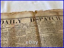 CONFEDERATE NEWSPAPER DAILEY DISPATCH 1863 WAR NEWS GOVERNMENT RUNAWAYS e10