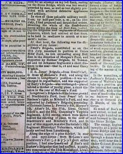 CONFEDERATE PGT Beauregard BULL RUN'S Official Report 1862 Civil War Newspaper