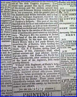 CONFEDERATE PGT Beauregard BULL RUN'S Official Report 1862 Civil War Newspaper