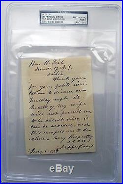 CONFEDERATE PRESIDENT JEFFERSON DAVIS Civil War autograph PSA/DNA Secretary War