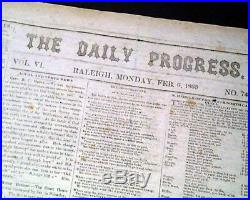 CONFEDERATE Raleigh NC North Carolina ROBERT E. LEE Civil War 1864 Newspaper