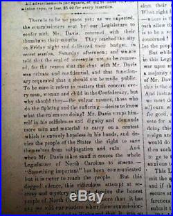 CONFEDERATE Raleigh NC North Carolina ROBERT E. LEE Civil War 1864 Newspaper