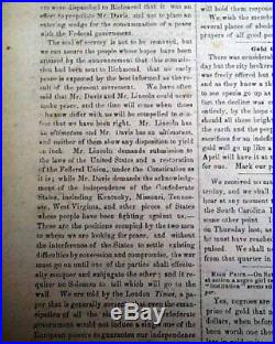 CONFEDERATE Raleigh NC North Carolina ROBERT E. LEE Civil War 1864 Newspaper