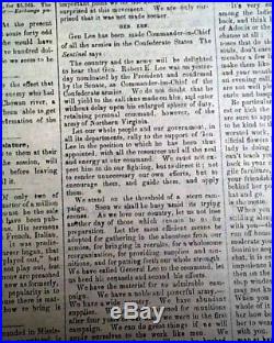 CONFEDERATE Raleigh NC North Carolina ROBERT E. LEE Civil War 1864 Newspaper