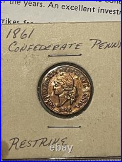 CONFEDERATE STATES of AMERICA 1c 1861 Bashlow Copper Restrike RARE! CIVIL WAR