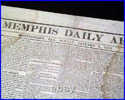 CONFEDERATE Very Rare MEMPHIS TN at Montgomery Alabama Civil War 1864 Newspaper