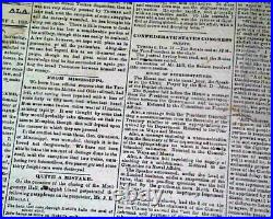 CONFEDERATE Very Rare MEMPHIS TN at Montgomery Alabama Civil War 1864 Newspaper