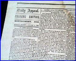 CONFEDERATE Very Rare MEMPHIS TN at Montgomery Alabama Civil War 1864 Newspaper