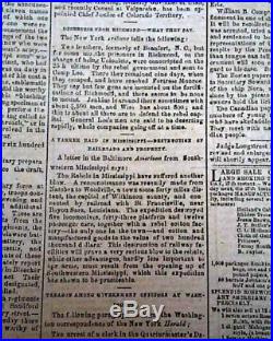 CONFEDERATE Vicksburg MS & FORT SUMTER Charleston SC Civil War 1863 VA Newspaper