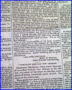 CONFEDERATE Virginia Benjamin Butler ORDER #28 N. Orleans Women 1862 Newspaper