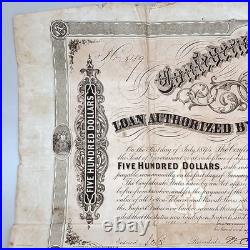 CSA Confederate Civil War $500 Loan Bond+Coupons 1864 Richmond 3rd Series