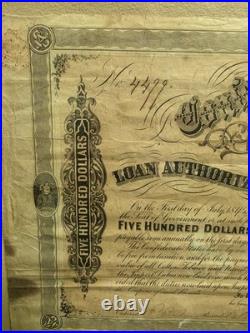 CSA Confederate Civil War $500 Loan Bond+Coupons Robert Tyler 1864 2nd Series