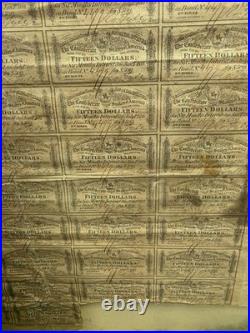 CSA Confederate Civil War $500 Loan Bond+Coupons Robert Tyler 1864 2nd Series