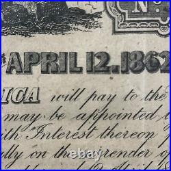 CSA Confederate States $500 Bond Civil War Loan April 12. 1862 Authentic