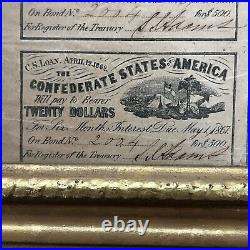 CSA Confederate States $500 Bond Civil War Loan April 12. 1862 Authentic