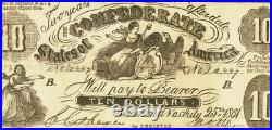 CT-10 $10 1861 Confederate States Civil War Contemporary Counterfeit Note PMG 12