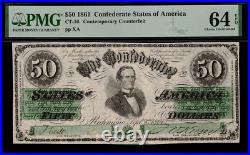 CT-16 $50 1861 Confederate Currency CSA Civil War Counterfeit PMG 64 EPQ