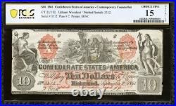 CT-22 $10 1861 Confederate States Civil War Contemporary Counterfeit Note, PCGS