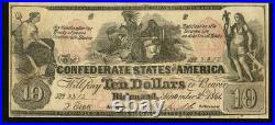 CT-22 $10 1861 Confederate States Civil War Contemporary Counterfeit Note PMG 25