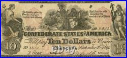 CT-22 $10 1861 Confederate States Civil War Contemporary Counterfeit Note PMG 25