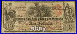 CT-22 $10 1861 Confederate States Civil War Contemporary Counterfeit Note PMG 30