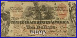 CT-22 $10 1861 Confederate States Civil War Contemporary Counterfeit Note PMG 30