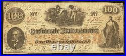 CT-41 $100 1862 Confederate States Civil War Contemporary Counterfeit Note PMG