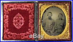 Ca. 1861 DEMOPOLIS Alabama TWO CONFEDERATE CIVIL WAR SOLDIERS Sixth Plate w CASE