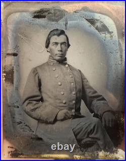 Civil War 1/6 Ambrotype Photo Of Confederate Officer