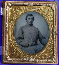 Civil War 1/6 Ambrotype Photo Of Confederate Officer