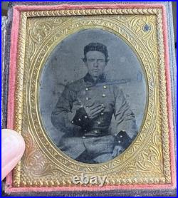 Civil War 1/6 Tintype Of A Tennessee Confederate Soldier