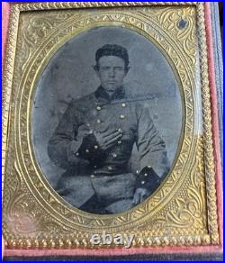 Civil War 1/6 Tintype Of A Tennessee Confederate Soldier