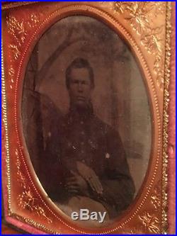 Civil War 1/6th plate Ambrotype Confederate Soldier, North Carolina Full Case