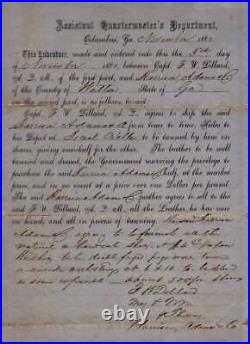 Civil War / 1862 November Confederate Document from Assistant Quartermaster's