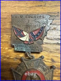 Civil War 1911 UCV Confederate Veteran Reunion Medal Little Rock AR High Grade