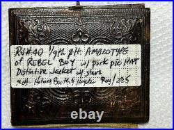 Civil War Ambrotype Photo Confederate Rebel Young Boy Solider In Leather Case