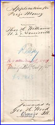 Civil War Application Prize Money for Capture of Confederate Steamers