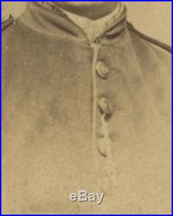 Civil War CDV of Confederate Cavalryman in 1/9 Plate Case Script C Buttons