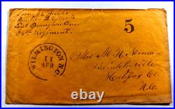 Civil War CONFEDERATE Wilmington NC Stampless 36TH REGIMENT Cover J E HUNTER