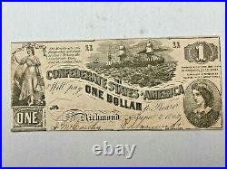 Civil War CS Currency 1862 One Note T-44 Confederate Currency