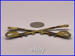 Civil War Cavalry Crossed Sabers Hat Insignia Union or Confederate Aged Patina
