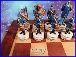 Civil War Chess Set USA W. U. 2000 With Board Union Confederate Handpainted Rare