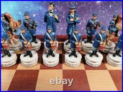 Civil War Chess Set USA W. U. 2000 With Board Union Confederate Handpainted Rare