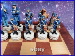 Civil War Chess Set USA W. U. 2000 With Board Union Confederate Handpainted Rare