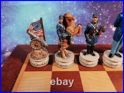 Civil War Chess Set USA W. U. 2000 With Board Union Confederate Handpainted Rare