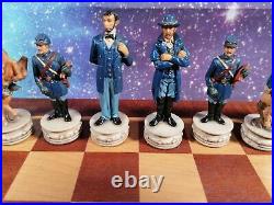 Civil War Chess Set USA W. U. 2000 With Board Union Confederate Handpainted Rare