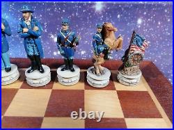 Civil War Chess Set USA W. U. 2000 With Board Union Confederate Handpainted Rare