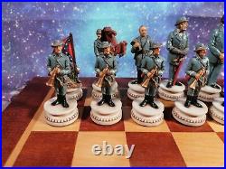 Civil War Chess Set USA W. U. 2000 With Board Union Confederate Handpainted Rare