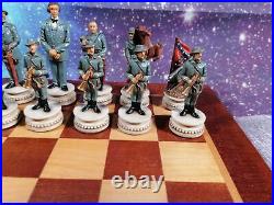 Civil War Chess Set USA W. U. 2000 With Board Union Confederate Handpainted Rare