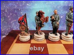 Civil War Chess Set USA W. U. 2000 With Board Union Confederate Handpainted Rare